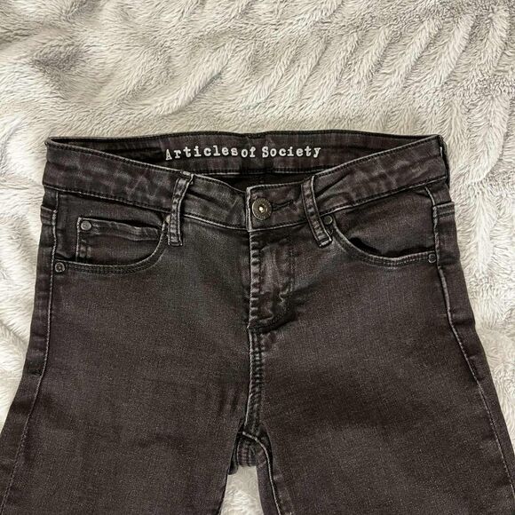 Articles of Society Jeans Women 24 Skinny Classic Black Stretch Denim Grunge Emo - Picture 3 of 12